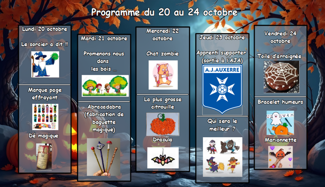 Programme vacances Toussaint 1ère semaine